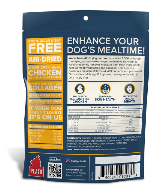 Plato Air - Dried Chicken & Collagen Food Topper for Dogs (5.5oz) - Plato Dog Food Topper - The Family Pet
