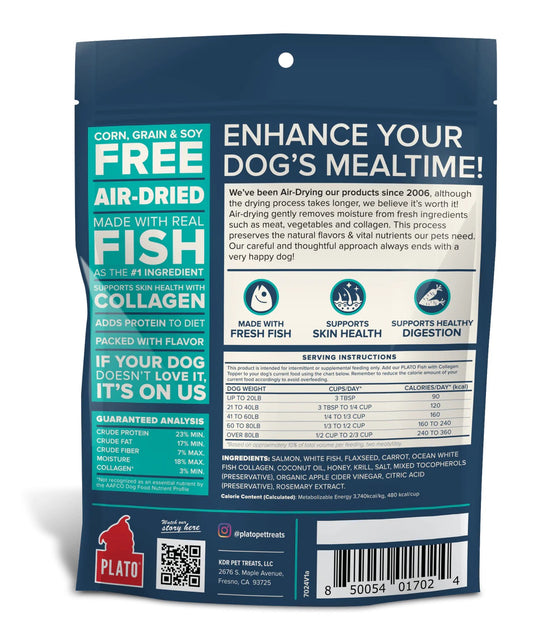 Plato Air - Dried Fish & Collagen Food Topper for Dogs (5.5oz) - Plato Dog Food Topper - The Family Pet