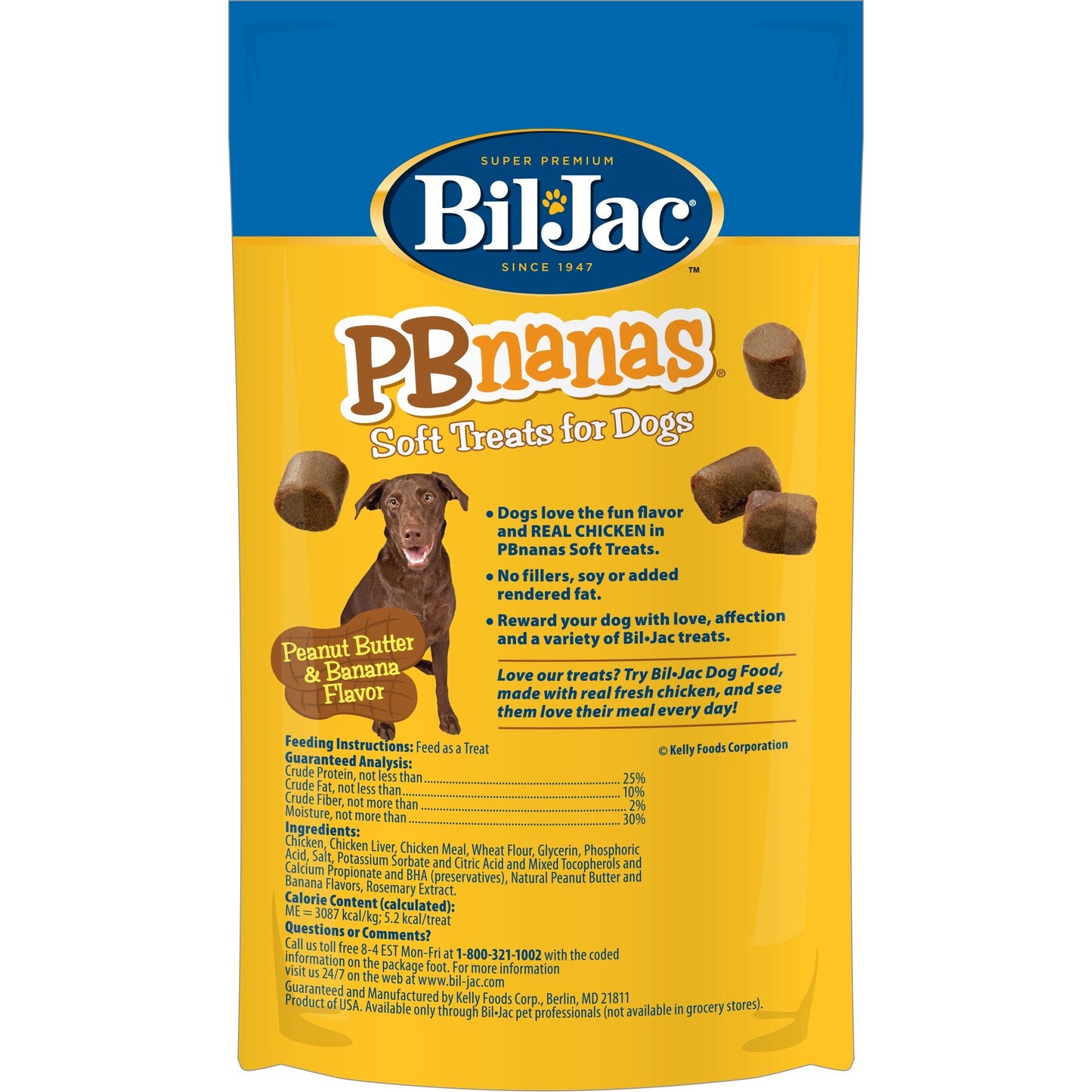 Bil - Jac PBnanas Soft Dog Treats (4oz) - Soft Dog Treats - The Family Pet