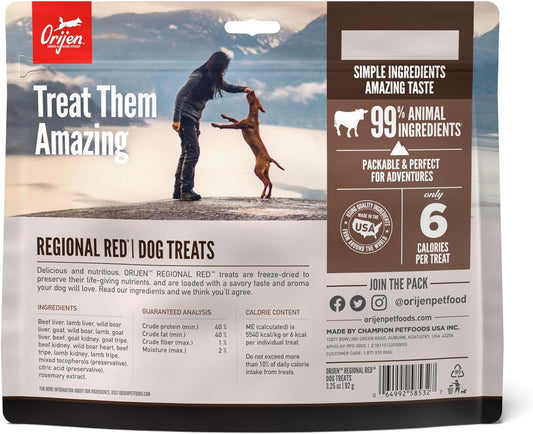 Orijen Regional Red Freeze Dried Dog Treats (3.25oz) - Freeze Dried Dog Treats - The Family Pet
