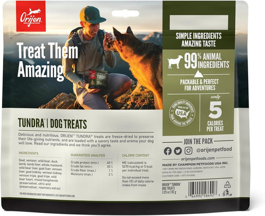 Orijen Tundra Freeze Dried Dog Treats (3.25oz) - Freeze Dried Dog Treats - The Family Pet