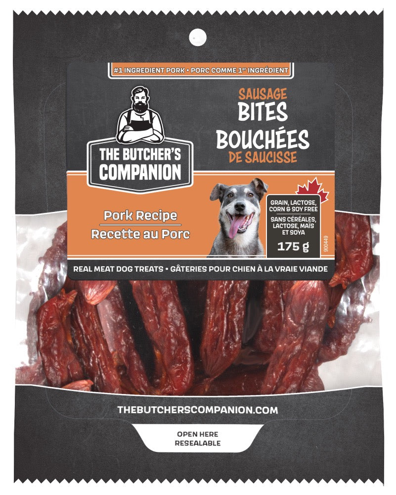 The Butcher's Companion Sausage Bites Pork Recipe Dog Treats (6.17oz) - Sausage Dog Treat - The Family Pet