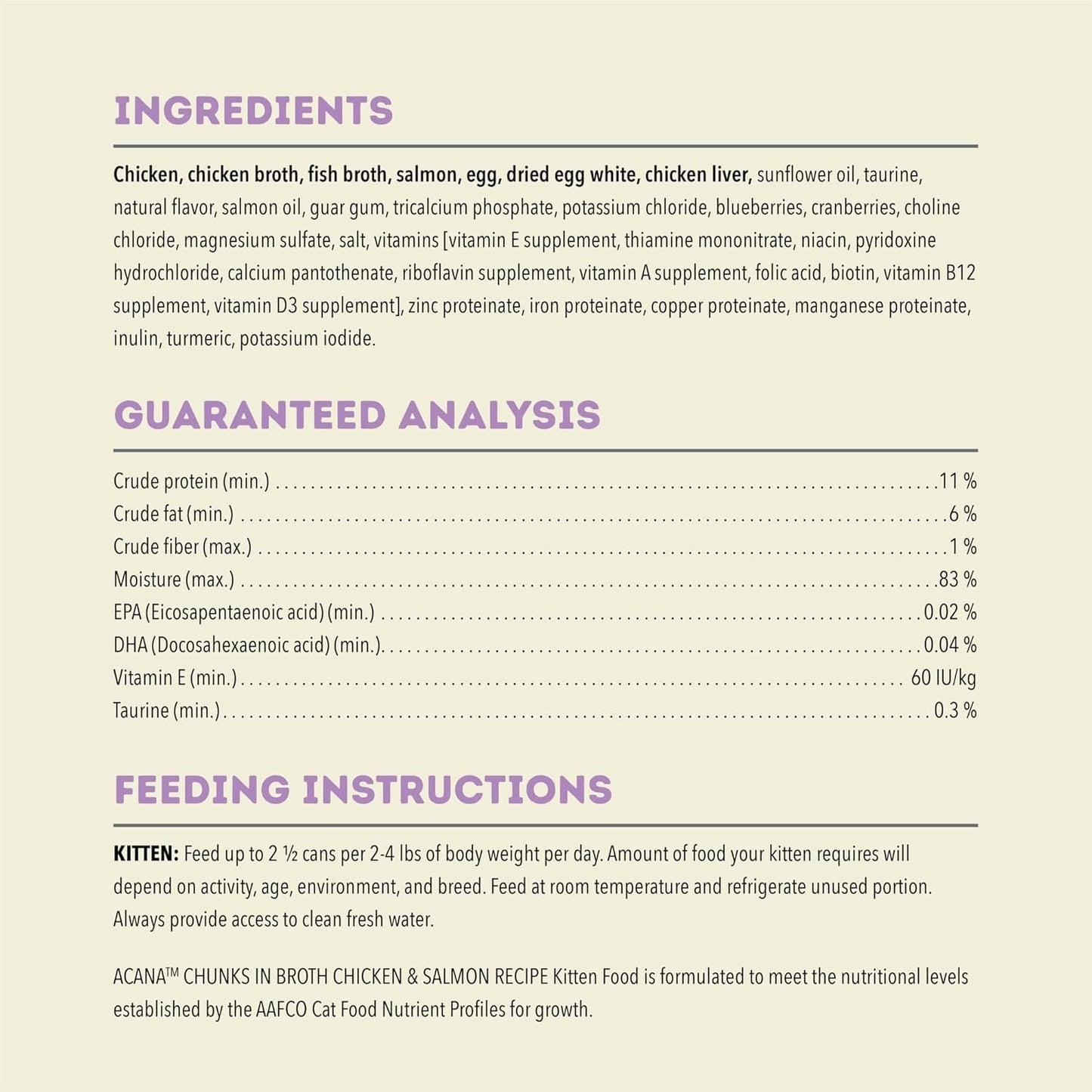Acana Grain Free Chunks in Broth Kitten Chicken & Salmon Wet