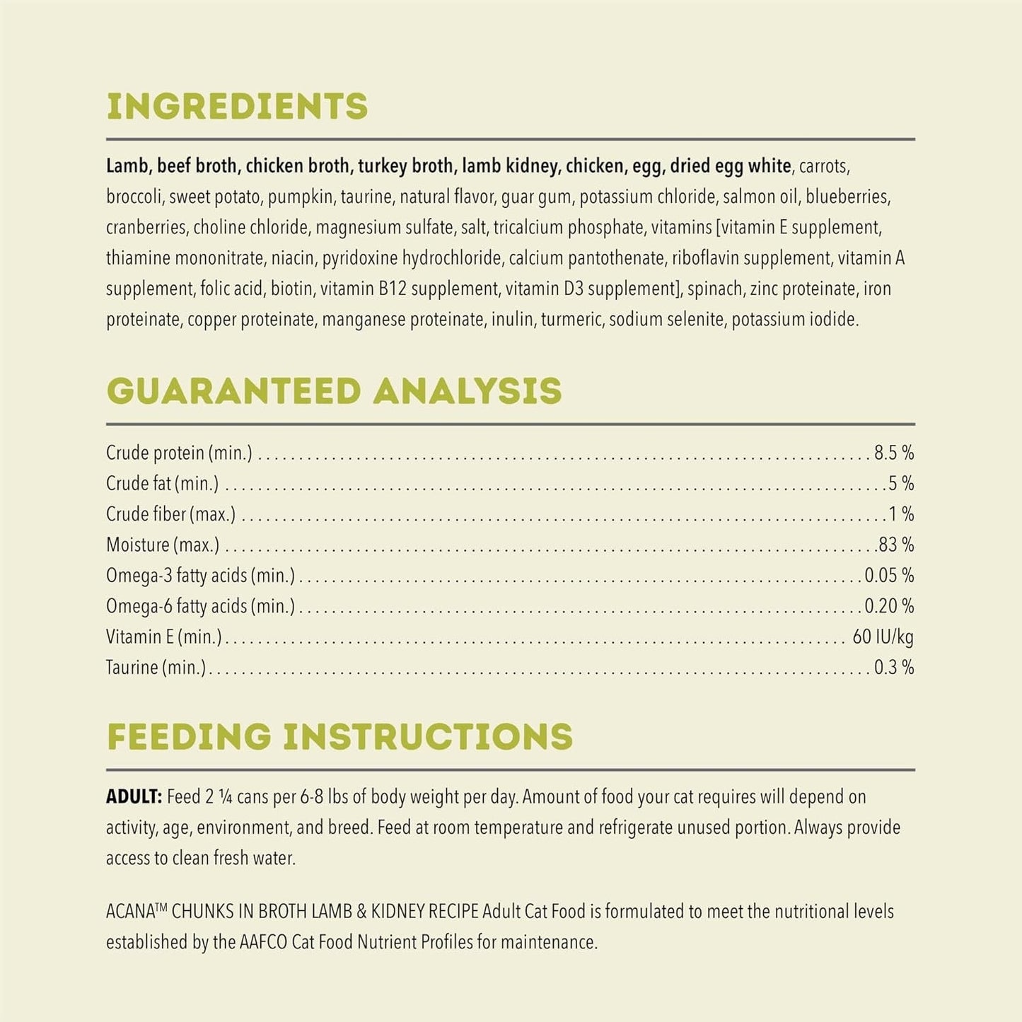 Acana Grain Free Lamb Kidney Wet Cat