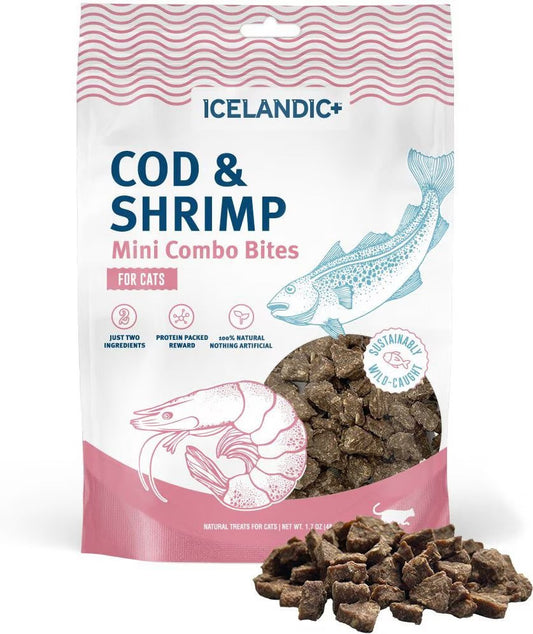 Icelandic Mini Combo Bites Cod & Shrimp Cat Treats (1.7oz) - Icelandic Air Dried Cat Treats - The Family Pet