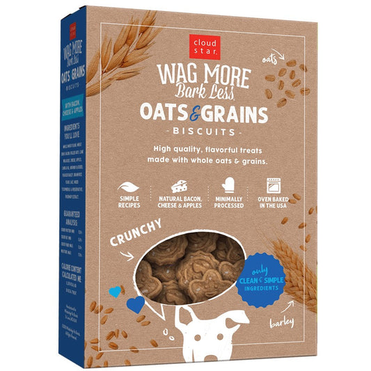 Wagmore Oats & Grains Bacon, Cheese & Apple Crunchy Biscuits Dog Treats (16oz) - Wagmore Dog Treats - The Family Pet