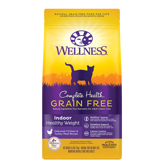 Wellness Complete Health Indoor Healthy Weight Chicken & Turkey Dry Cat Food (5.5lb) - Wellness Dry Cat Food - The Family Pet