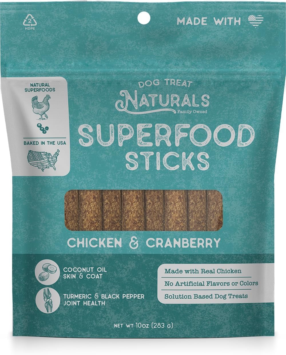 Dog Treat Naturals Superfood Sticks, Chicken & Cranberry Dog Treats (10oz) - Chewy Dog Treats - The Family Pet
