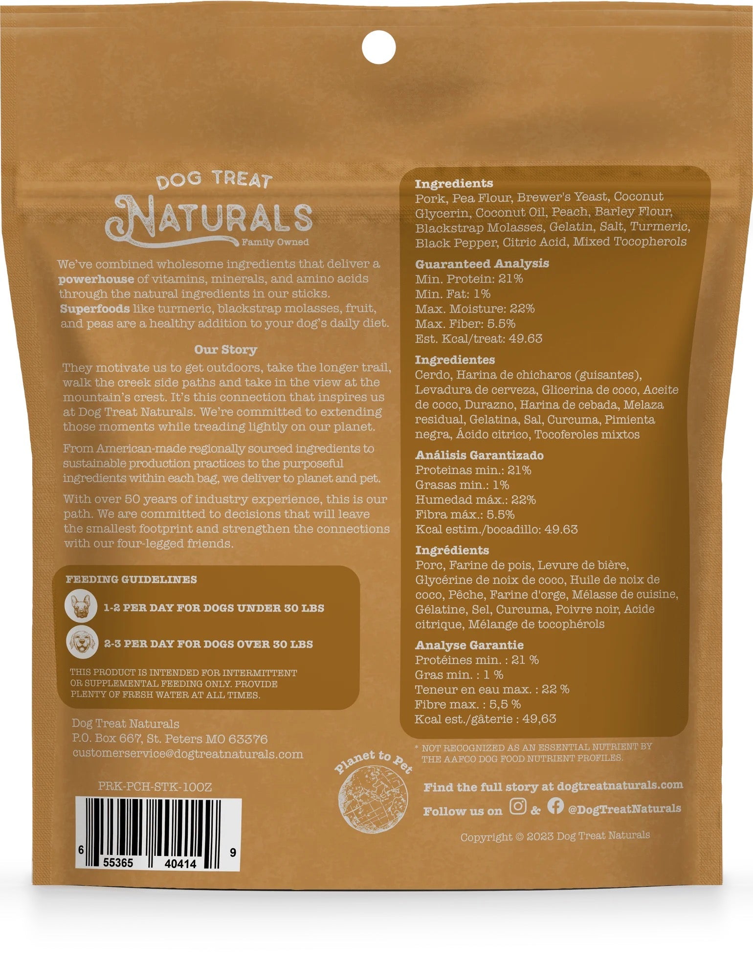Dog Treat Naturals Superfood Sticks, Pork & Peach Dog Treats (10oz) - Chewy Dog Treats - The Family Pet