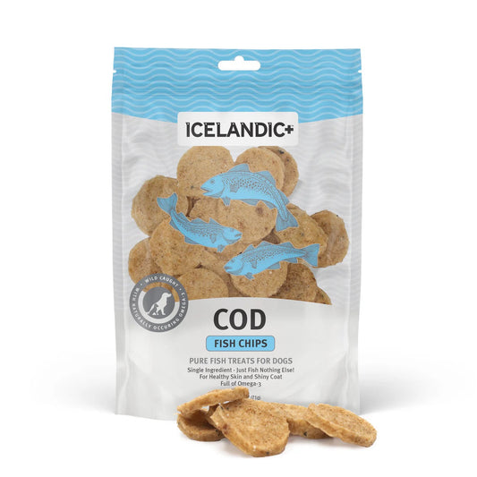 Icelandic Cod Fish Chips Dog Treats (2.5oz) - Air Dried Dog Treats - The Family Pet