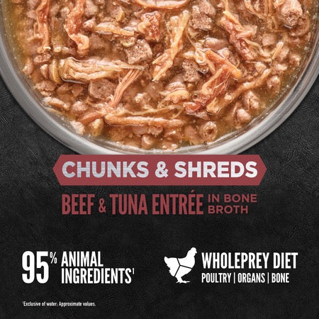 Orijen Grain Free Chunks & Shreds Beef & Tuna Wet Cat Food