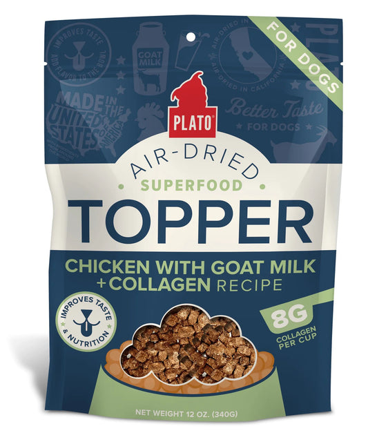 Plato Air - Dried Chicken with Goat Milk Food Topper for Dogs (12oz) - Dog Food Topper - The Family Pet