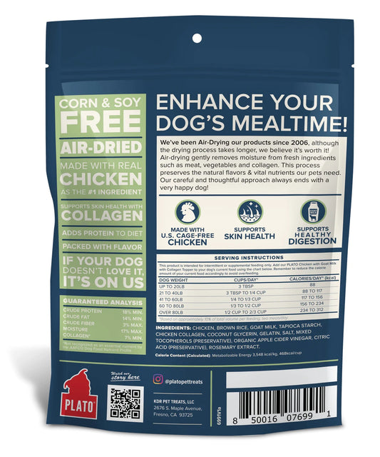 Plato Air - Dried Chicken with Goat Milk Food Topper for Dogs (12oz) - Dog Food Topper - The Family Pet