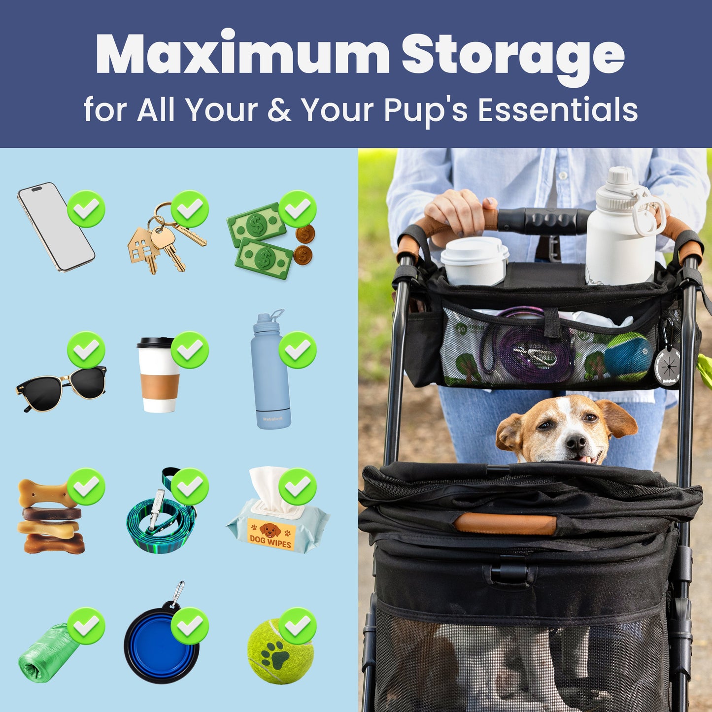 Dog Stroller Caddy Organizer ๐พ - Purrfect Pet Kingdom