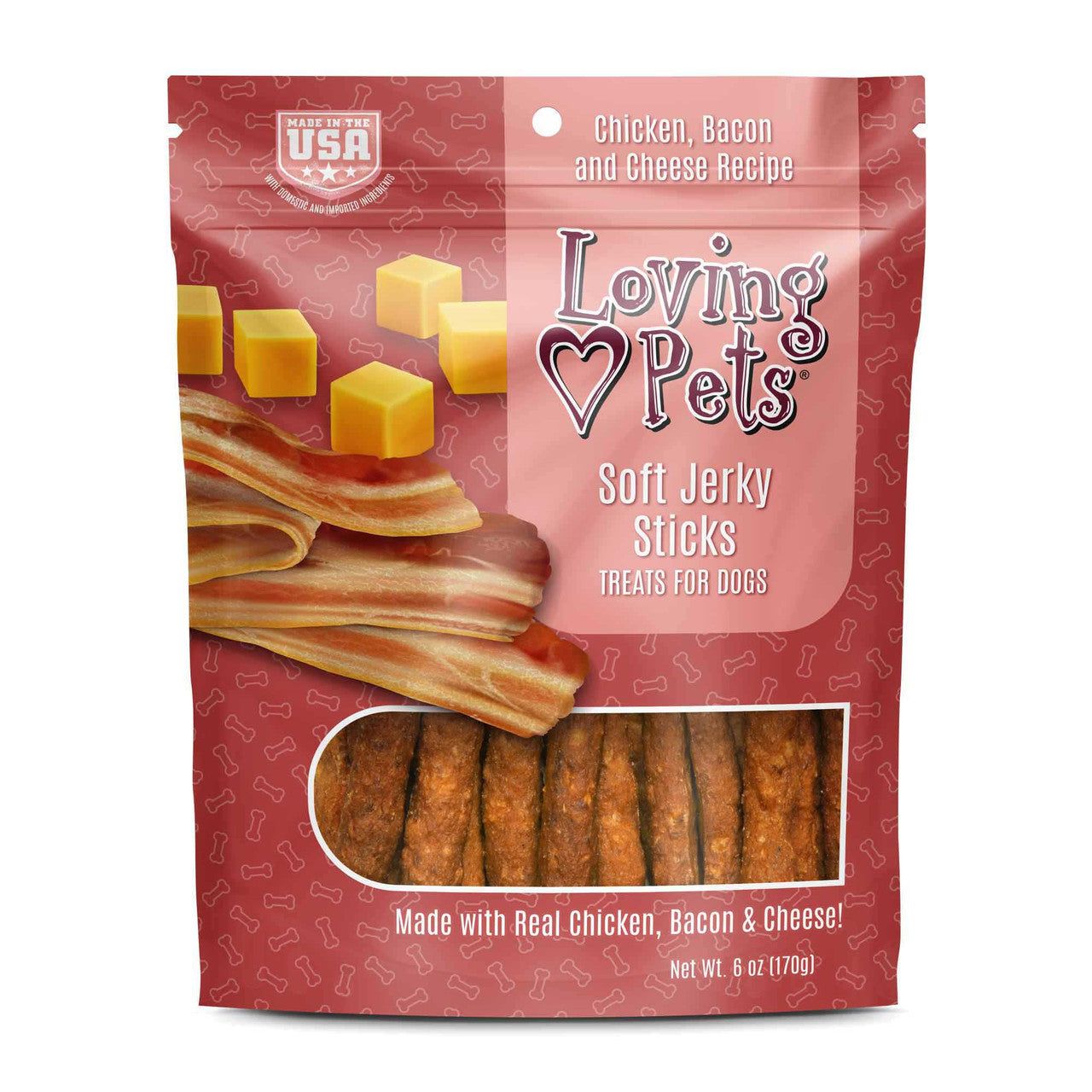 Loving Pets Soft Jerky Sticks Bacon & Cheese Dog Treats (6oz) - Dog Treats - The Family Pet