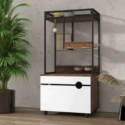 Cat Litter Box Enclosures With Cat Tree Tower - Ameraeon