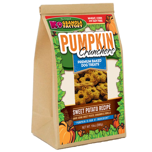 K9 Granola Factory Pumpkin Crunchers, Sweet Potato Recipe Dog Treats (14oz) - Dog Treats - The Family Pet