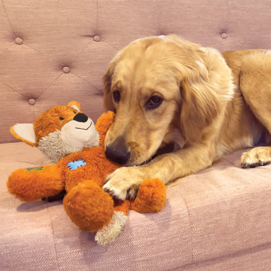 KONG Wild Knots Fox Plush Dog Toy Durable Play - detail view