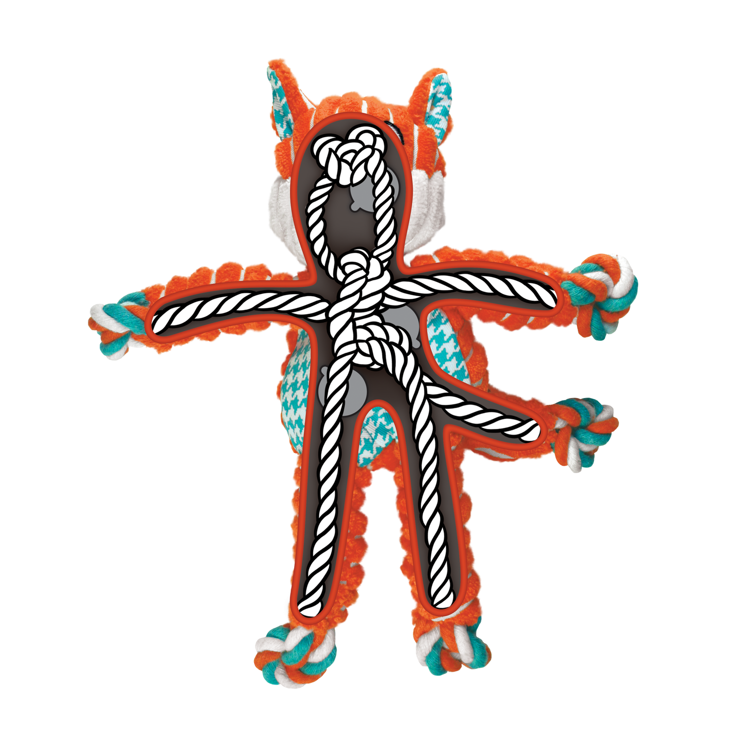 Kong Floppy Knots Fox Small/Medium - Kong Dog Toys - The Family Pet