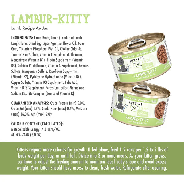 Cats in the Kitchen Kitten Lambur - kitty Lamb Recipe Au Jus (3oz) - Cats in the Kitchen Wet Cat Food - The Family Pet