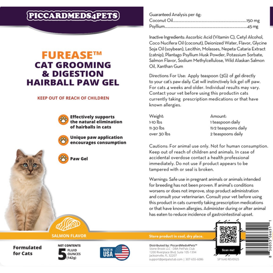 Piccardmeds4pets FurEase Cat Grooming & Digestion Hairball