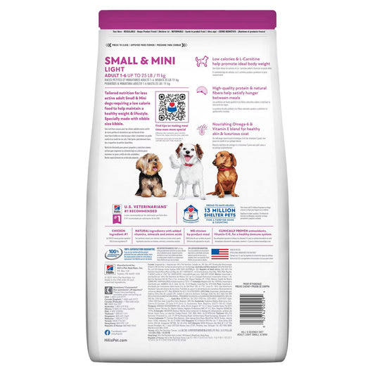 Hill's Science Diet Adult Light Small & Mini with Chicken Meal & Barley Dry Dog Food Bag - Science Diet Dry Dog Food - The Family Pet