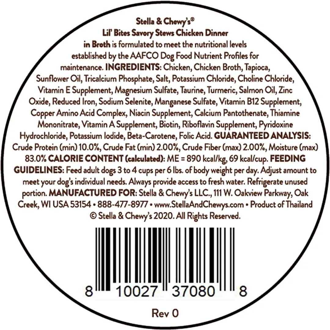 Stella & Chewy’s Lil Bites Stew Chicken Dog Food (2.7oz)