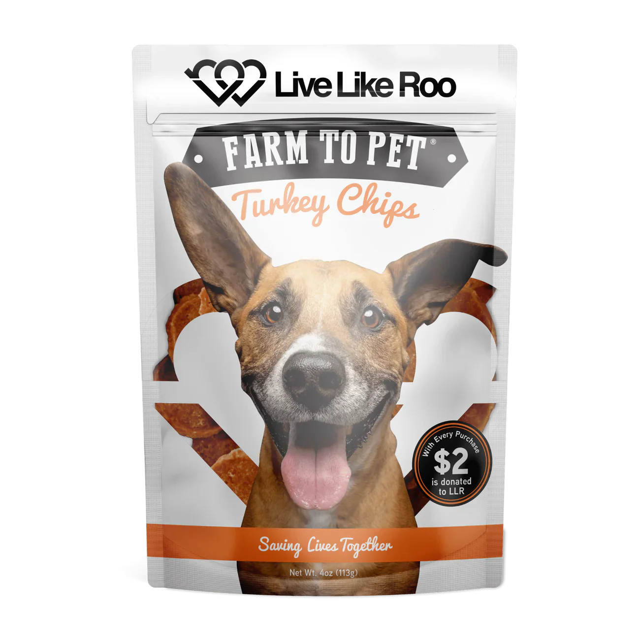 Farm To Pet Live Like Roo Turkey Chips (4oz) - dog treats - The Family Pet