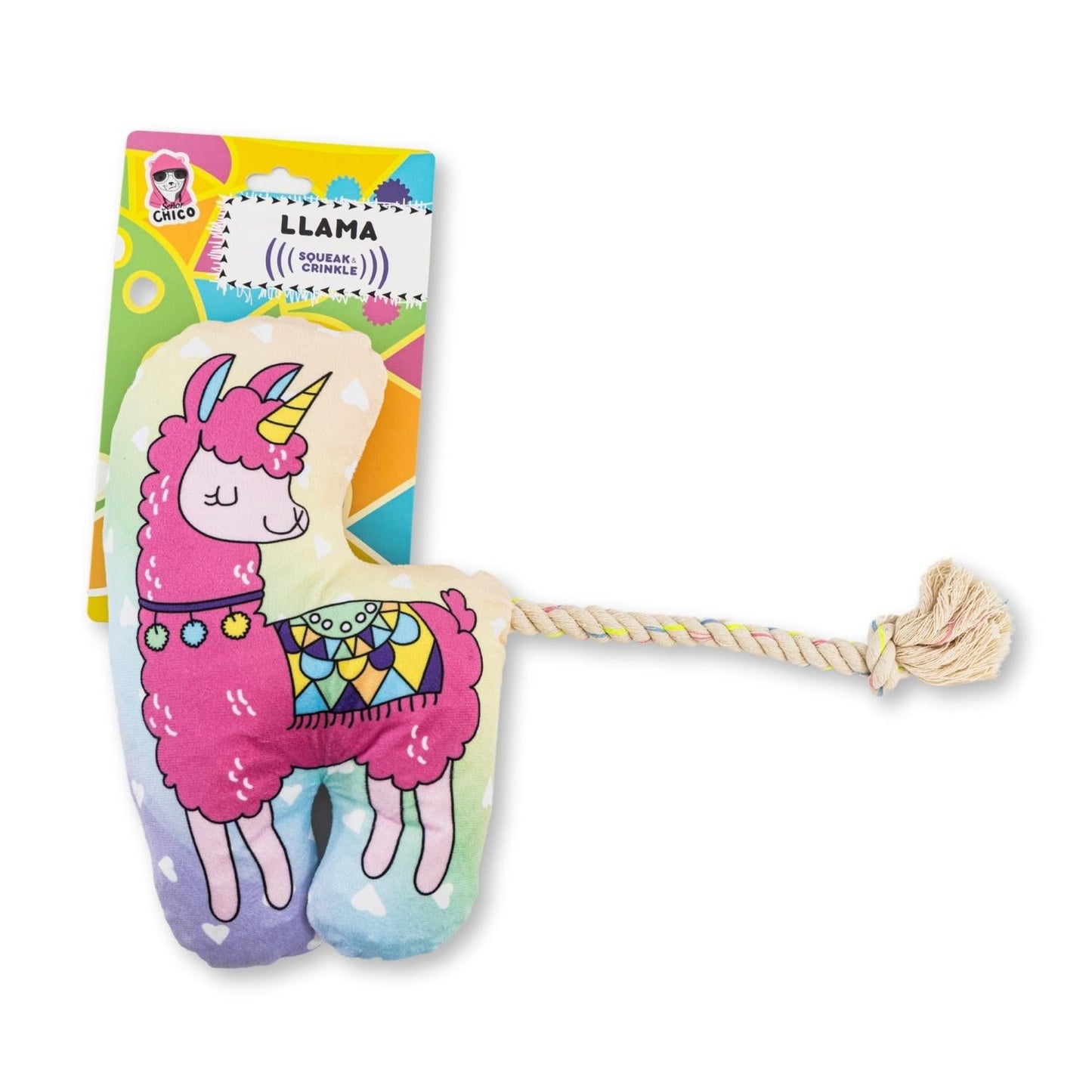 Llama Plush Dog Toy Squeaker Crinkle Paper Magical ๐ฆ