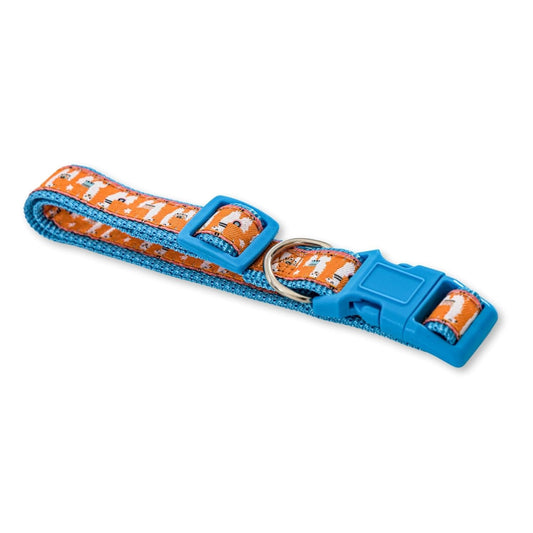Nylon Dog Collar with Embroidered Llama Design, Adjustable, Comfortable & Secure Fit
