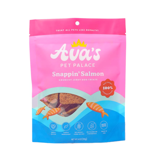 Ava's Pet Palace Crunchy Jerky Dog Treats - Snappin' Salmon Treats (4 oz) - Purrfect Pet Kingdom