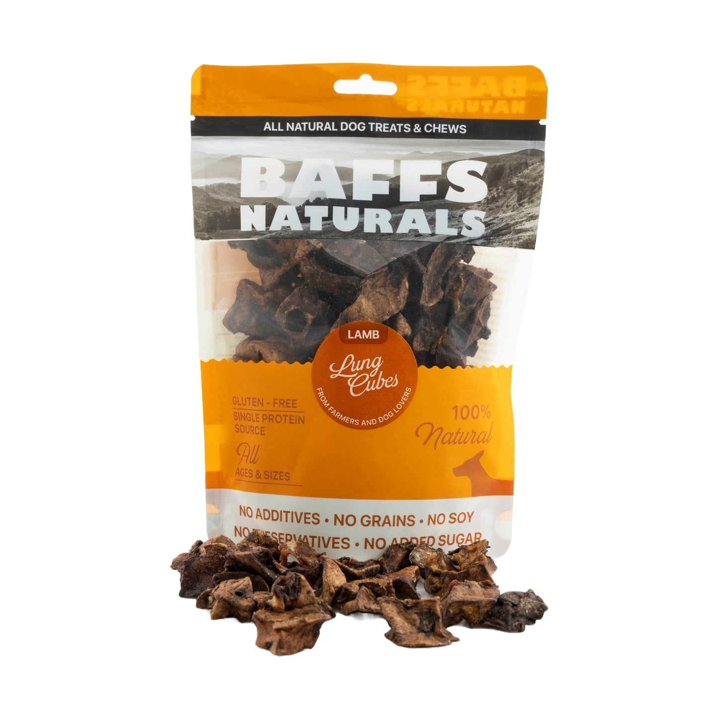 BAFFS NATURALS All-Natural Premium Lamb Lung Cubes – (7oz Bag) - Purrfect Pet Kingdom