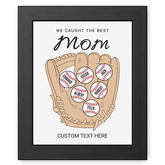 We Caught The Best Mom | Personalized Custom Baseball Mom Picture Frame With Kid's Name | Gift For Mom, Baseball Lover | Mother's Day Gift 682249