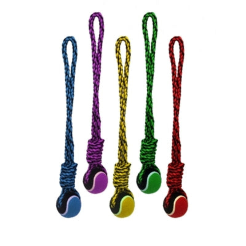 Nuts for Knots Big Knot Rope Tug w/Tennis Ball Dog Toy - 20" - 3 Colors