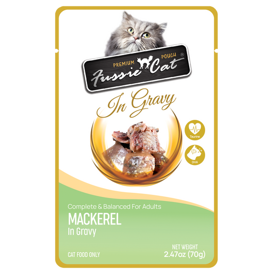Fussie Cat Pouch - Mackerel in Gravy (2.47oz) - Wet Cat Food - The Family Pet