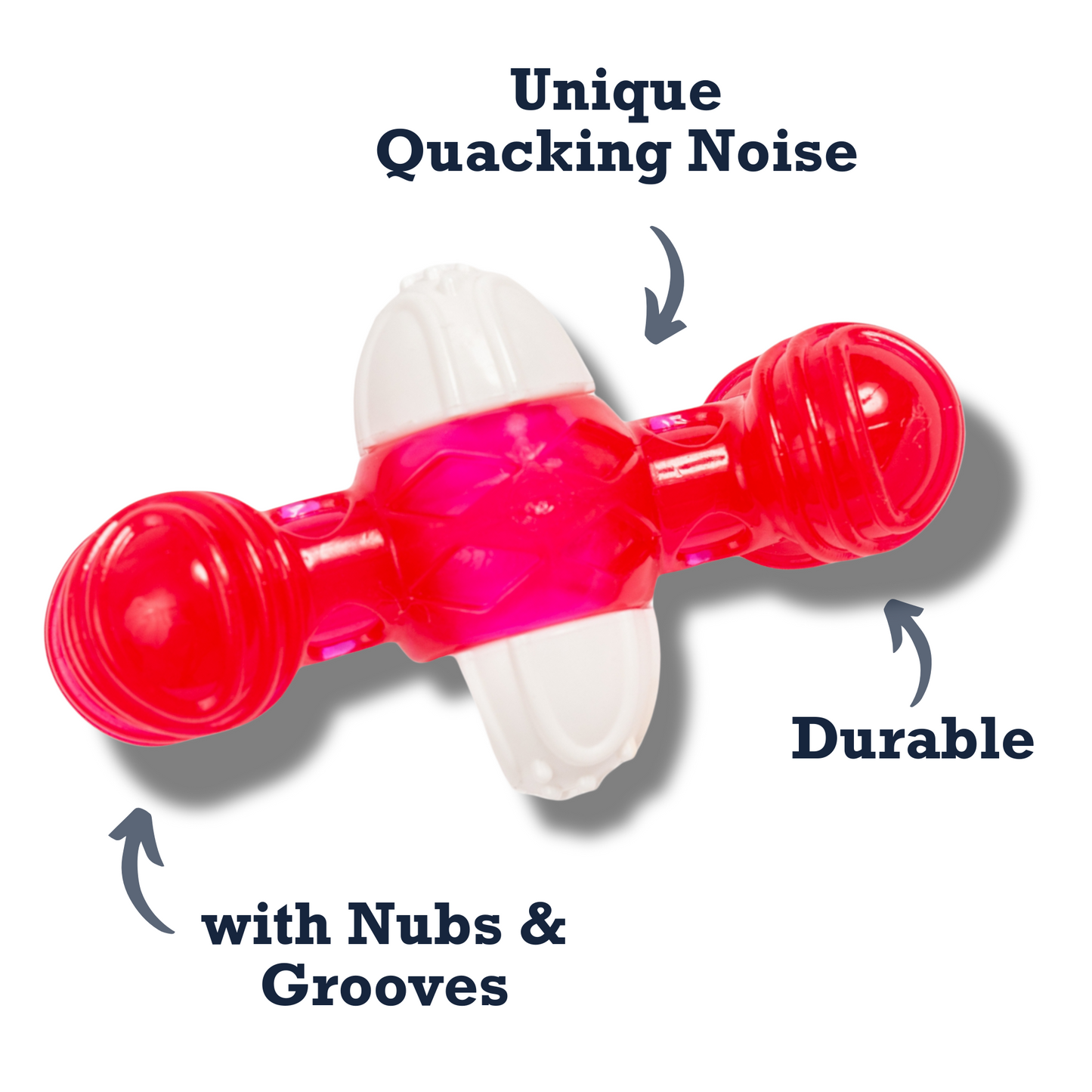 Quacker Bone Dog Chew Toy TPR Nylon Quacking Sound 🦆