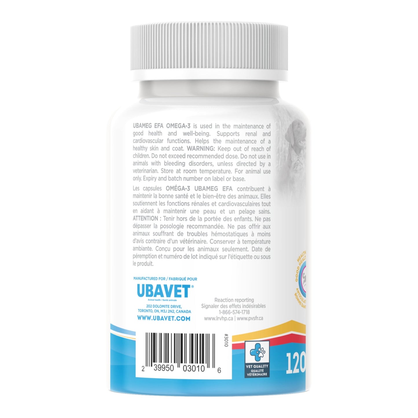 UBAVET Ubameg EFA 1000mg Omega-3 Fatty Acid Capsules for Dogs & Cats (120 caps) - Purrfect Pet Kingdom