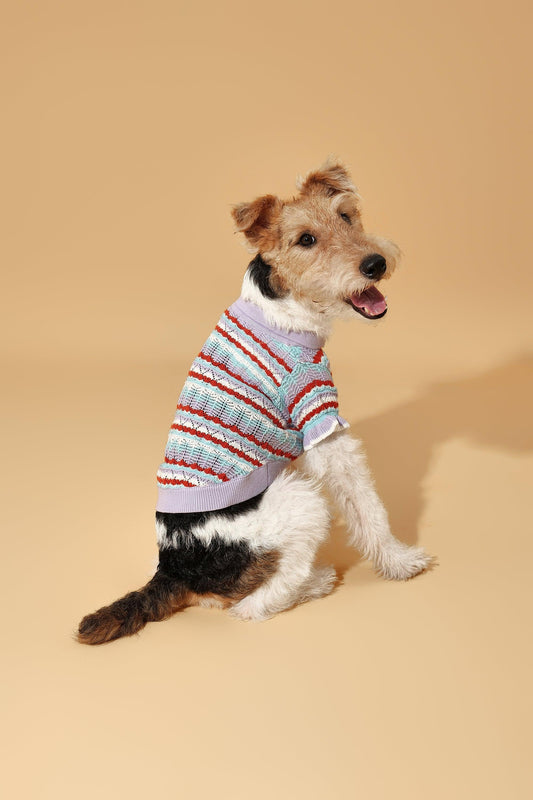 Pet & Me Spring Summer Lavender Ruffle Crochet Short Sleeve Polo Shirt