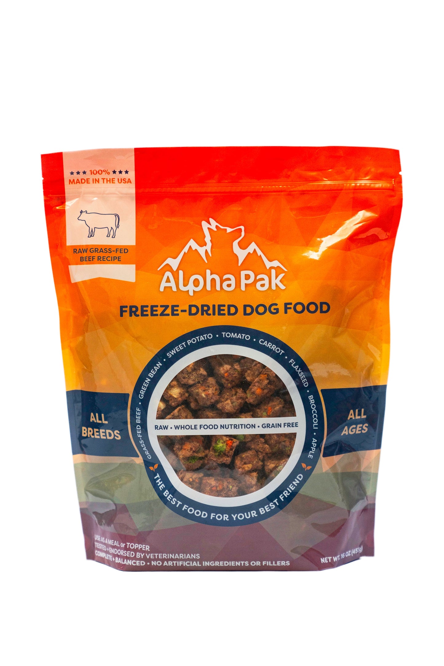 Dog Food Freeze Dried Raw Beef 16oz Premium ๐