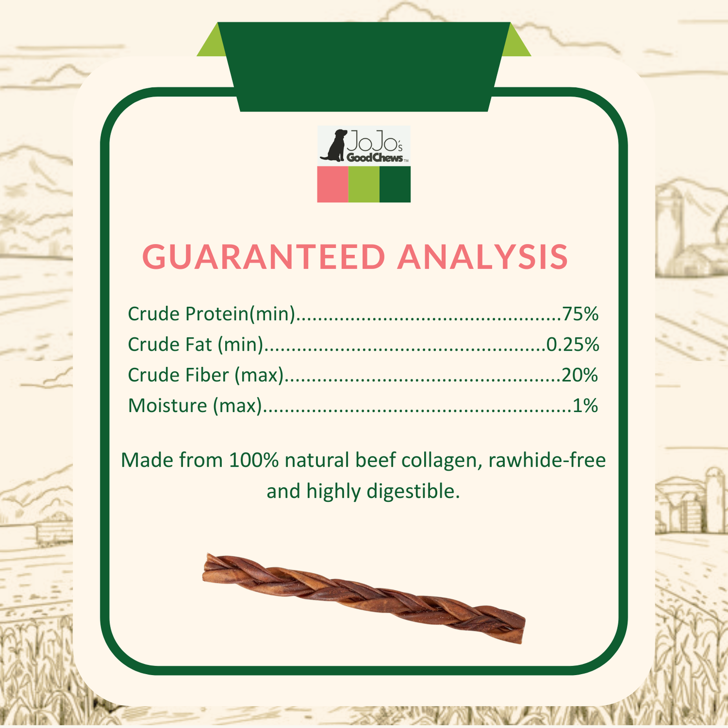 Braided Collagen Stick Dog Treats for Joint Health - 12-Inch Standard (4-Pack) - Purrfect Pet Kingdom