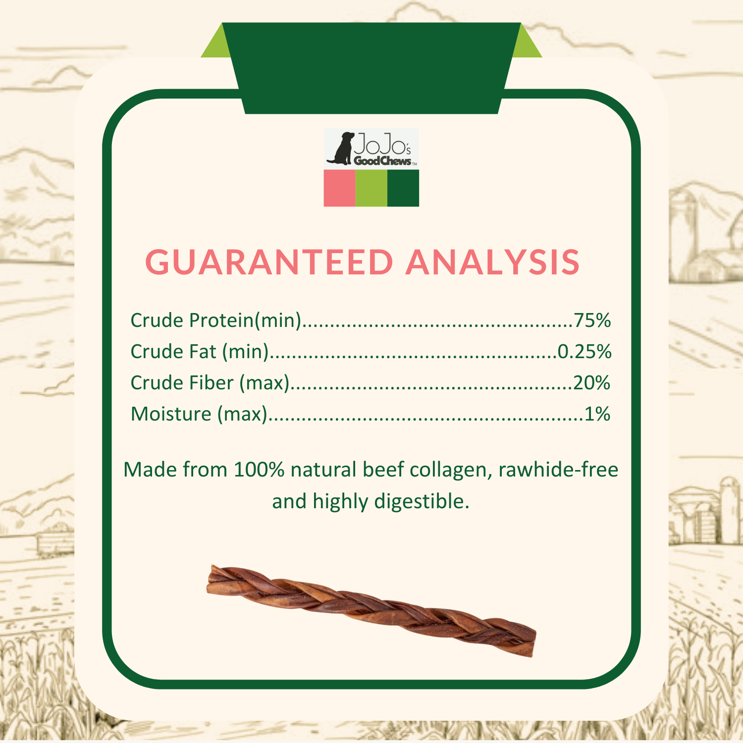 Braided Collagen Stick Dog Treats for Joint Health - 12-Inch Standard (4-Pack) - Purrfect Pet Kingdom