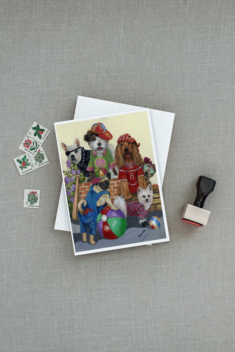 Dogs Mutli-Breed Neighborhood Greeting Cards - Blank Note Cards – 8-Pack of Artist-Designed Cards with Envelopes