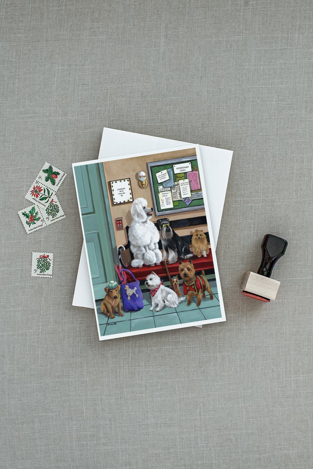 Dogs Vet Visit Greeting Cards - Blank Note Cards – 8-Pack of Artist-Designed Cards with Envelopes