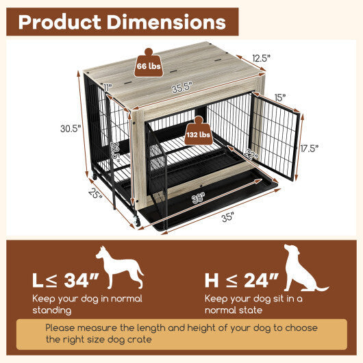 Industrial Dog Kennel with Flip-up Top 3 Lockable Doors and