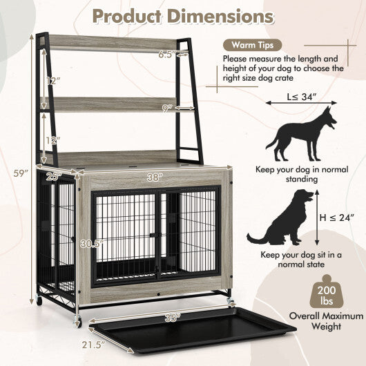 Industrial Dog Kennel Dog Crate Furniture with Storage