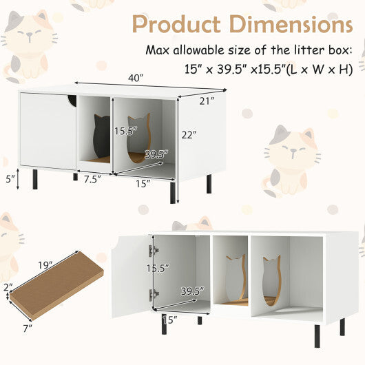 Cat Litter Box Furniture 40in Hidden Enclosure