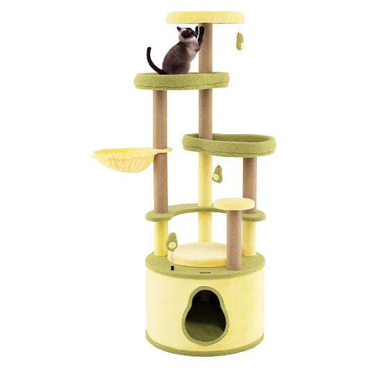 Large Avocado Cat Tree Multi-level Cat Tower with Private Condo-Green - Purrfect Pet Kingdom
