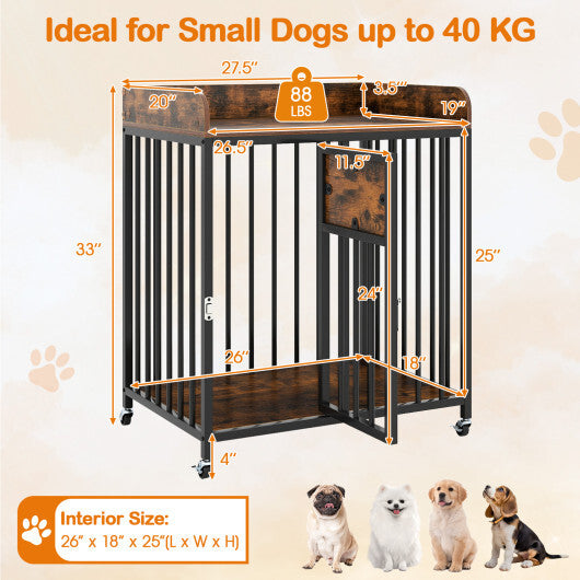 27.5in Dog Crate Furniture Wheels