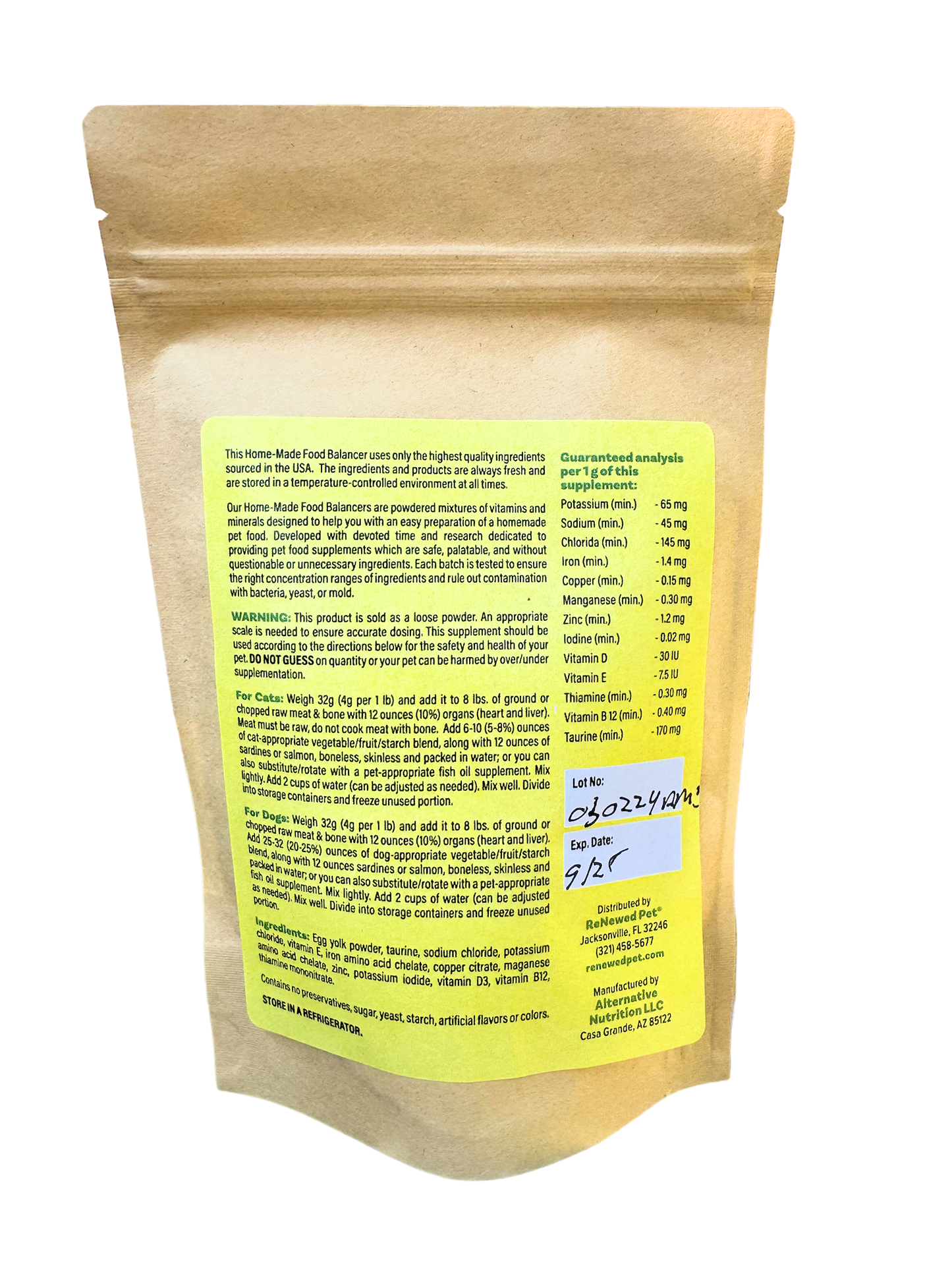 HOME - MADE PET FOOD SUPPLEMENT *For Raw Recipes WITH Bone* - Health Products 4 All - ReNewedPet