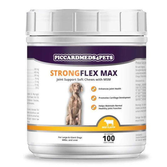 Piccardmeds4pets StrongFlex Max Joint Support Chews Large Dogs 100ct + FREE Bandana!